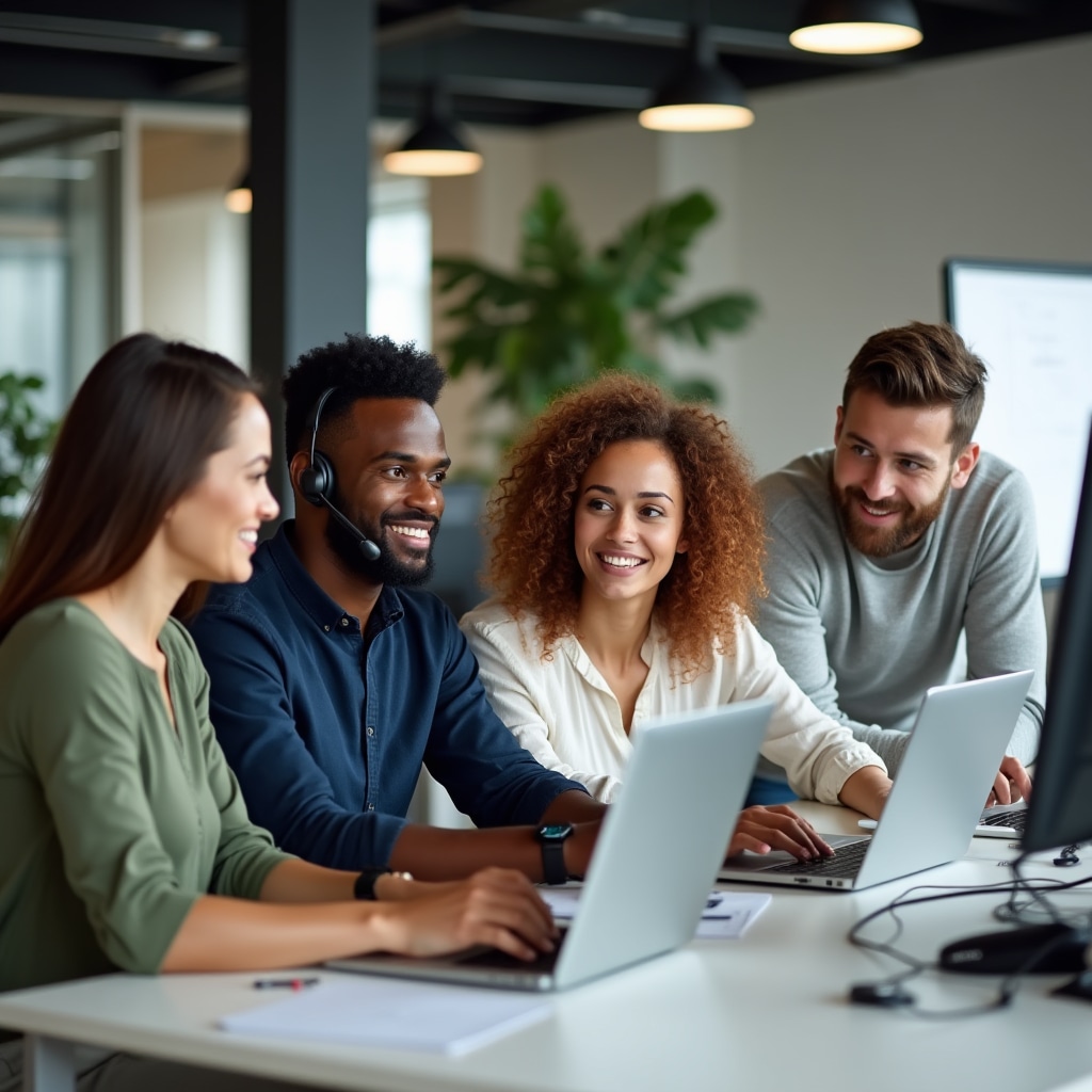 Team di supporto XeliqrixHub in ufficio luminoso e moderno